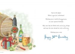 30th Birthday Card - Male Beer - Glitter - Regal