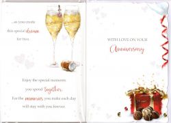 Wedding Anniversary Card - Your - Champagne - 3 Fold Glitter - Out of the Blue
