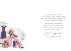 Birthday Card - Granddaughter - Dress Flowers Present - Regal