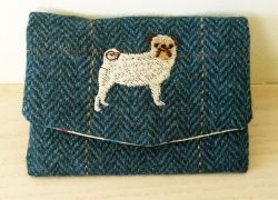 Pendragon the Pug Dog Handmade Tweed Coin Purse