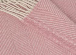 Tweedmill Herringbone Throw 100% Pure New Wool - Dusky Pink & Pearl