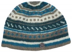 NAYA - Pattern Beanie - pure wool - aqua