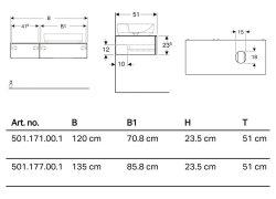 Geberit VariForm 1200mm Two Drawer White Vanity Unit for Lay-On Basin