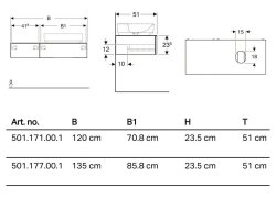 Geberit VariForm 1350mm Two Drawer Lava Vanity Unit for Lay-On Basin