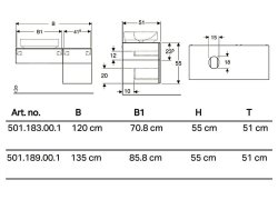 Geberit VariForm 1200mm Three Drawer Lava Vanity Unit for Lay-On Basin