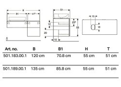 Geberit VariForm 1350mm Three Drawer Lava Vanity Unit for Lay-On Basin