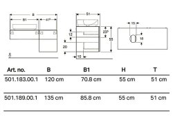 Geberit VariForm 1200mm Three Drawer White Vanity Unit for Lay-On Basin