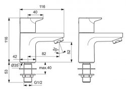 Ideal Standard Ceraplan Basin Pillar Taps