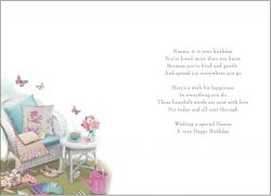 Birthday Card - Nanna Tea in the Garden - Glitter - Regal