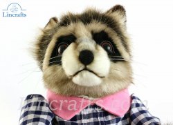 Soft Toy Dressed Girl Raccoon by Hansa (29cm) 7835