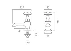 Booth & Co. Axbridge Cross Basin Pillar Taps - Nickel