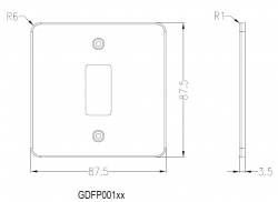 Knightsbridge Flat plate 1G grid faceplate - brushed chrome - (GDFP001BC)
