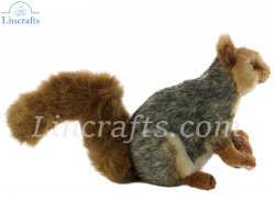 Soft Toy Grey Squirrel Crouching by Hansa (26cm.H) 8049
