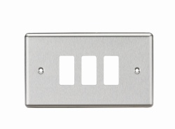 Knightsbridge 3G Grid Faceplate - Rounded Edge Brushed Chrome - (GDCL3BC)