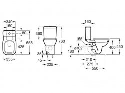 Roca Debba Square Close Coupled Back to Wall Toilet