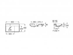 Roca Ona 800mm Wall Hung Left Hand Basin