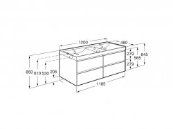 Roca Ona Unik 1200mm Double Basin & Matt White Unit (4 Drawers)
