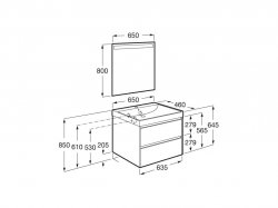 Roca Ona Unik 650mm Basin & Dark Elm Unit (2 Drawers)