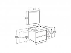 Roca Ona Unik 650mm Basin & Dark Elm Unit (2 Drawers)