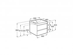 Roca Ona Unik 600mm Basin & Dark Elm Unit (2 Drawers)