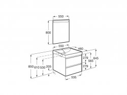 Roca Ona Unik 550mm Basin & Dark Elm Unit (2 Drawers)