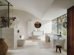 Roca Stonex Asymmetric Right Corner Bath with Integrated Panel