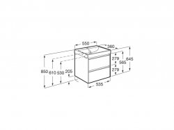 Roca Ona Unik Compact 550mm Basin & Dark Elm Unit (2 Drawers)