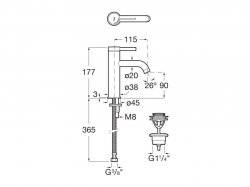 Roca Ona Chrome Smooth Bodied Basin Mixer with Click-Clack Waste