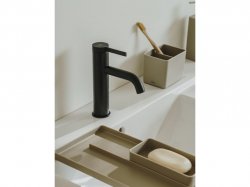 Roca Ona Matt Black Smooth Bodied Basin Mixer with Click-Clack Waste