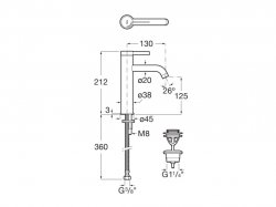 Roca Ona Chrome Smooth Bodied Medium Height Basin Mixer with Click-Clack Waste