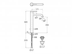 Roca Ona Chrome Smooth Bodied Extended Height Basin Mixer with Click-Clack Waste