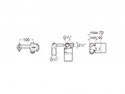 Roca Ona Wall-Mounted Built-in Basin Mixer - Chrome