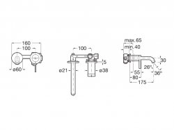Roca Ona Wall-Mounted Built-in Basin Mixer - Chrome