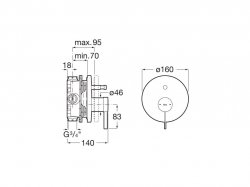 Roca Ona Built-In Rose Gold Bath Shower Mixer with Diverter (2 Ways)