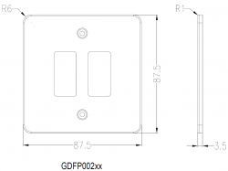Knightsbridge Flat plate 2G grid faceplate - brushed chrome - (GDFP002BC)