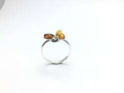 Silver Multi Amber Butterfly Ring
