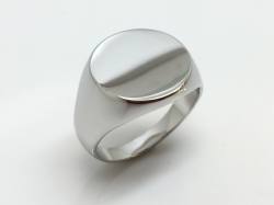 Silver Round Plain Signet Ring