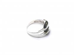 Silver Green Square Cut Amber Ring