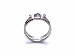 Silver Double Row Purple & White CZ Ring O
