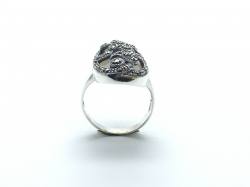 Silver Mother of Pearl and Marcasite Oval Ring