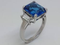 Silver Blue & White CZ Ring