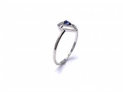 Silver Dark Blue CZ Solitaire Kite Design Ring L