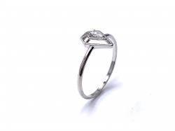 Silver White CZ Solitaire Kite Design Ring K