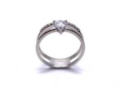 Silver Double Row CZ Solitaire Ring N