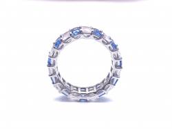 Silver Blue & White CZ Full Eternity Ring S