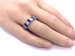 Silver Dark Blue & White CZ Full Eternity Ring N