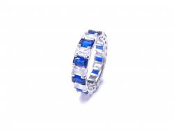 Silver Dark Blue & White CZ Full Eternity Ring N
