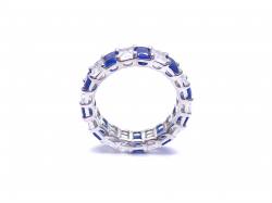 Silver Dark Blue & White CZ Full Eternity Ring N