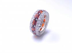 Silver Red & White CZ Full Eternity Ring M
