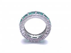 Silver Green & White CZ Full Eternity Ring M